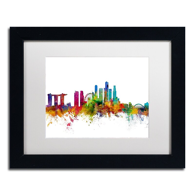 Trademark Fine Art ''Singapore Skyline II'' by Michael Tompsett 11" x 14" Black Frame (MT0783-B1114MF) image 1