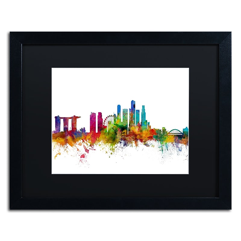 Trademark Fine Art ''Singapore Skyline II'' by Michael Tompsett 16" x 20" Black Matted Black Frame (MT0783-B1620BMF) image 1
