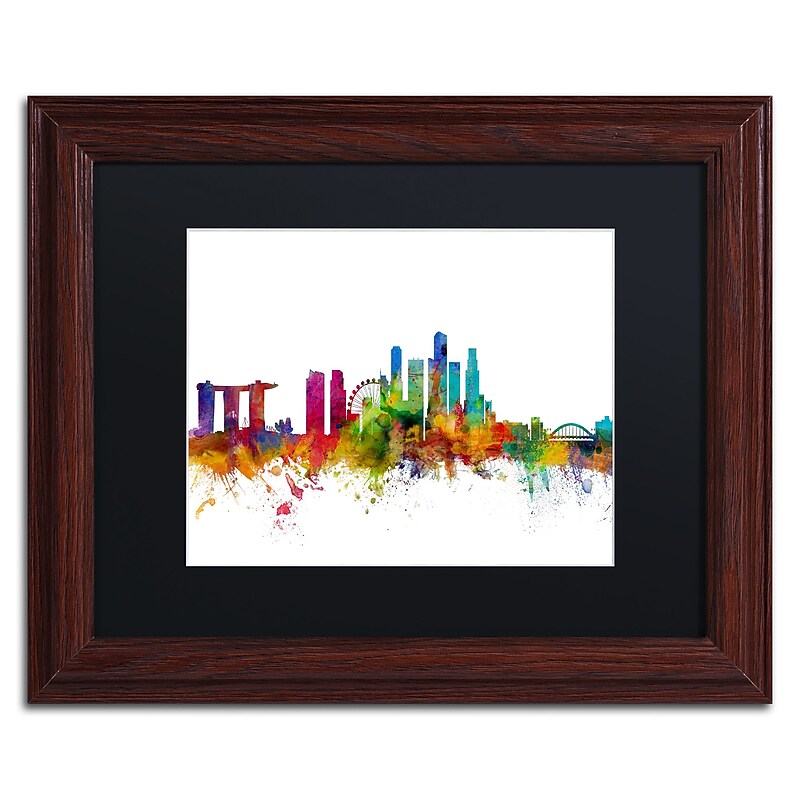 Trademark Fine Art ''Singapore Skyline II'' by Michael Tompsett 11" x 14"Wood Frame (MT0783-W1114BMF) image 1