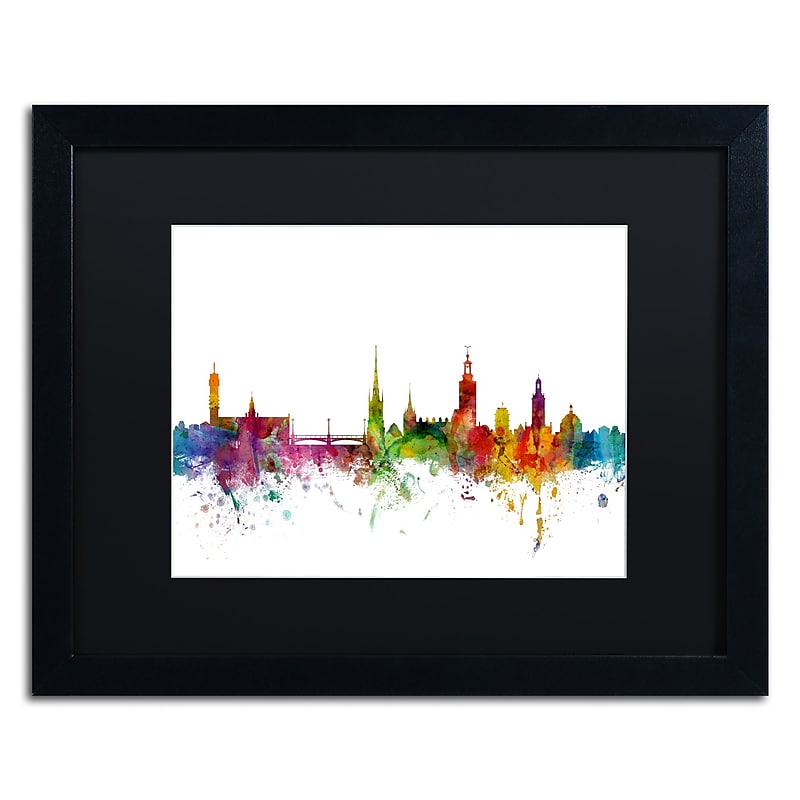 Trademark Fine Art ''Stockholm Sweden Skyline'' by Michael Tompsett 16" x 20" Black Matted Black Frame (MT0784-B1620BMF) image 1