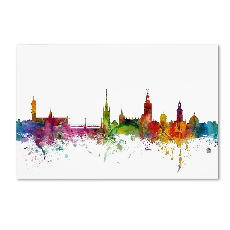 Trademark Fine Art ''Stockholm Sweden Skyline'' by Michael Tompsett 12" x 19" Canvas Art (MT0784-C1219GG) image 1