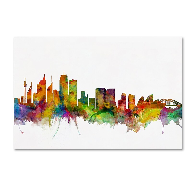 Trademark Fine Art ''Sydney Australia Skyline'' by Michael Tompsett 12" x 19" Canvas Art (MT0785-C1219GG) image 1