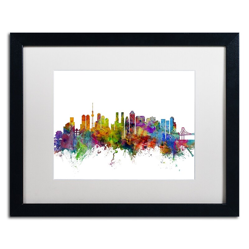 Trademark Fine Art ''Tokyo Japan Skyline'' by Michael Tompsett 16" x 20" White Matted Black Frame (MT0786-B1620MF) image 1