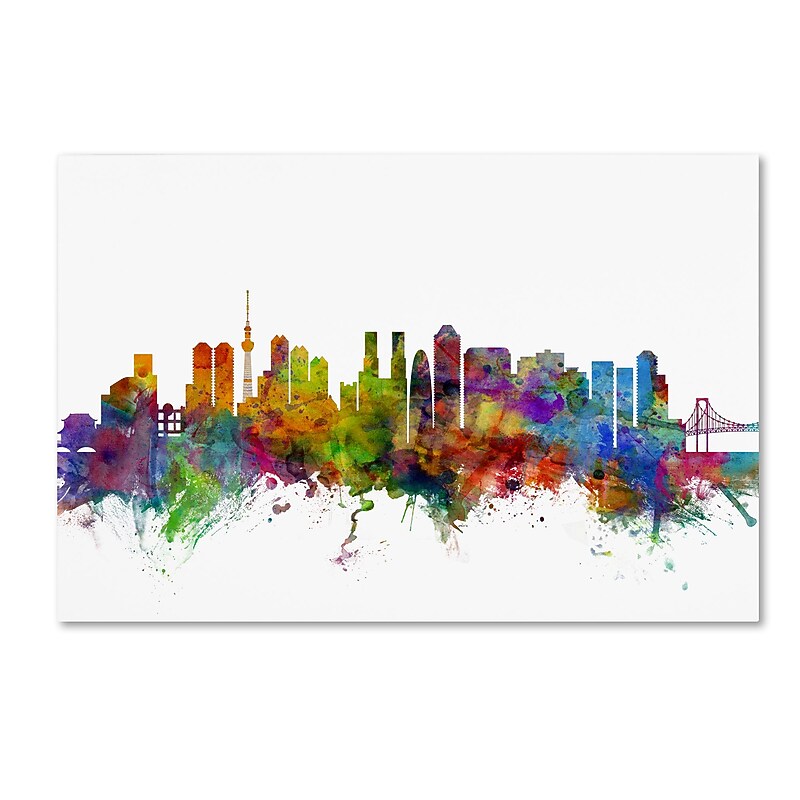 Trademark Fine Art ''Tokyo Japan Skyline'' by Michael Tompsett 12" x 19" Canvas Art (MT0786-C1219GG) image 1
