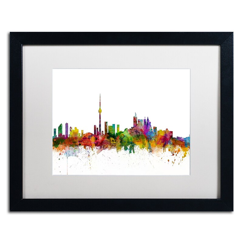 Trademark Fine Art ''Toronto Canada Skyline IV'' by Michael Tompsett 16" x 20" White Matted Black Frame (MT0787-B1620MF) image 1