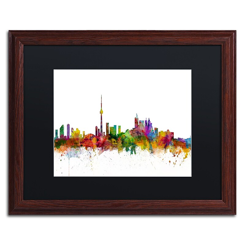 Trademark Fine Art ''Toronto Canada Skyline IV'' by Michael Tompsett 16" x 20" Black Matted Wood Frame (MT0787-W1620BMF) image 1