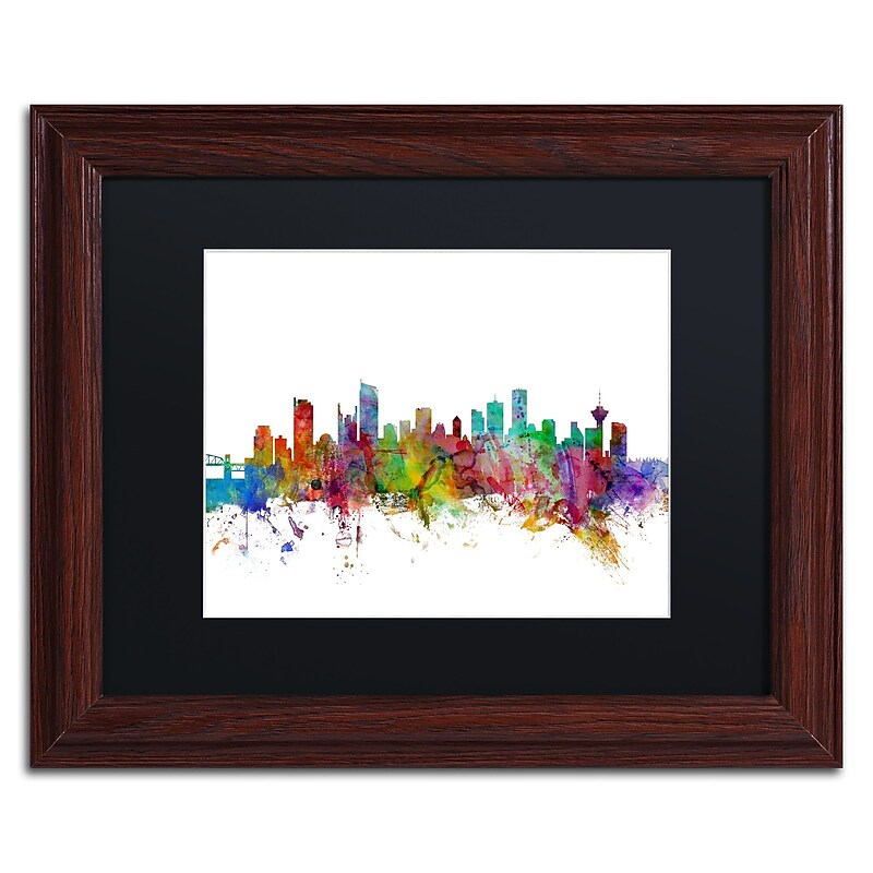 Trademark Fine Art ''Vancouver Canada Skyline'' by Michael Tompsett 11" x 14"Wood Frame (MT0788-W1114BMF) image 1