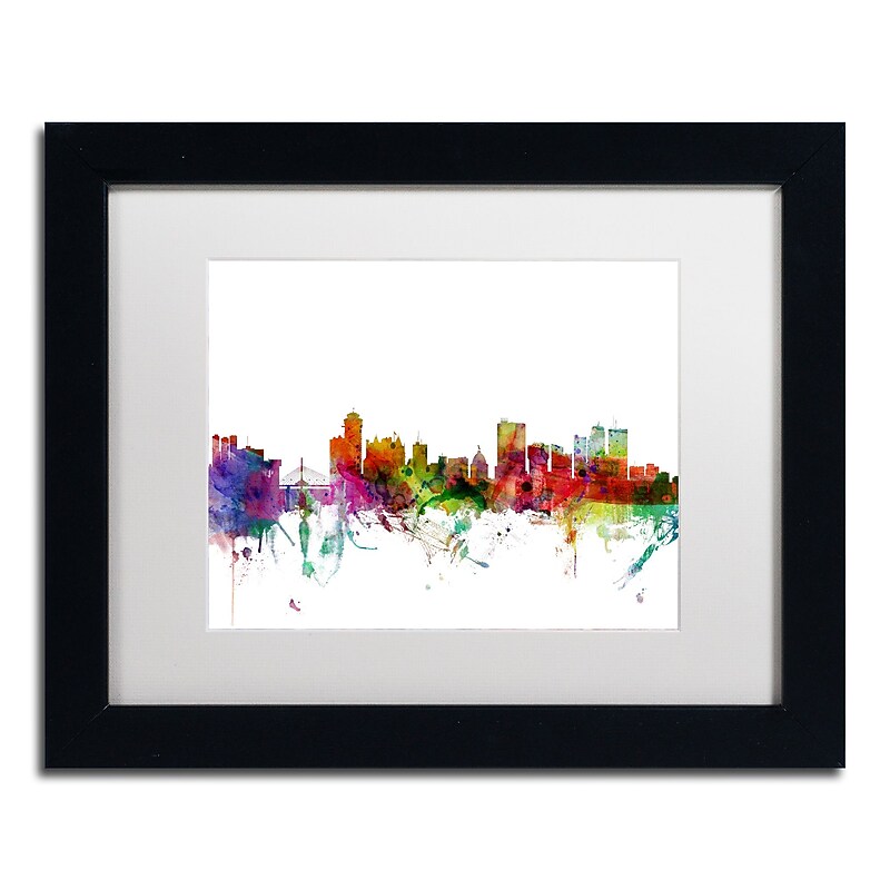 Trademark Fine Art ''Winnipeg Canada Skyline'' by Michael Tompsett 11" x 14" Black Frame (MT0791-B1114MF) image 1