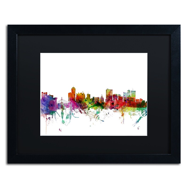 Trademark Fine Art ''Winnipeg Canada Skyline'' by Michael Tompsett 16" x 20" Black Matted Black Frame (MT0791-B1620BMF) image 1