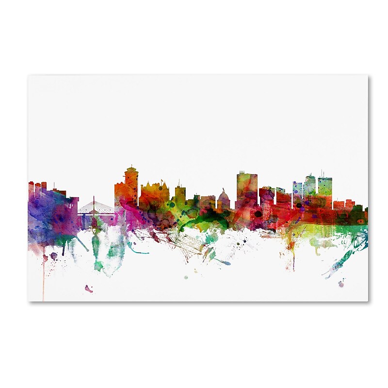 Trademark Fine Art ''Winnipeg Canada Skyline'' by Michael Tompsett 12" x 19" Canvas Art (MT0791-C1219GG) image 1