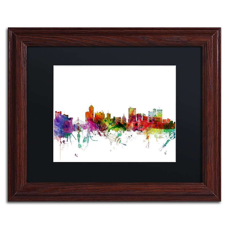 Trademark Fine Art ''Winnipeg Canada Skyline'' by Michael Tompsett 11" x 14"Wood Frame (MT0791-W1114BMF) image 1