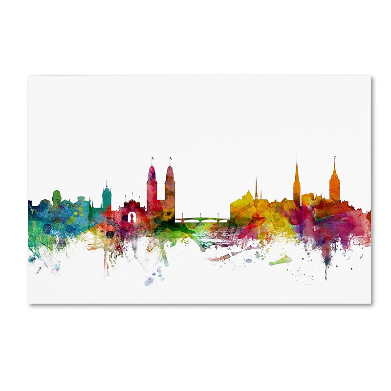 Trademark Fine Art ''Zurich Switzerland Skyline'' by Michael Tompsett 30" x 47" Canvas Art (MT0792-C3047GG) image 1