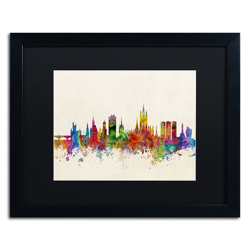 Trademark Fine Art ''Aberdeen Scotland Skyline'' by Michael Tompsett 16" x 20" Black Matted Black Frame (MT0793-B1620BMF) image 1