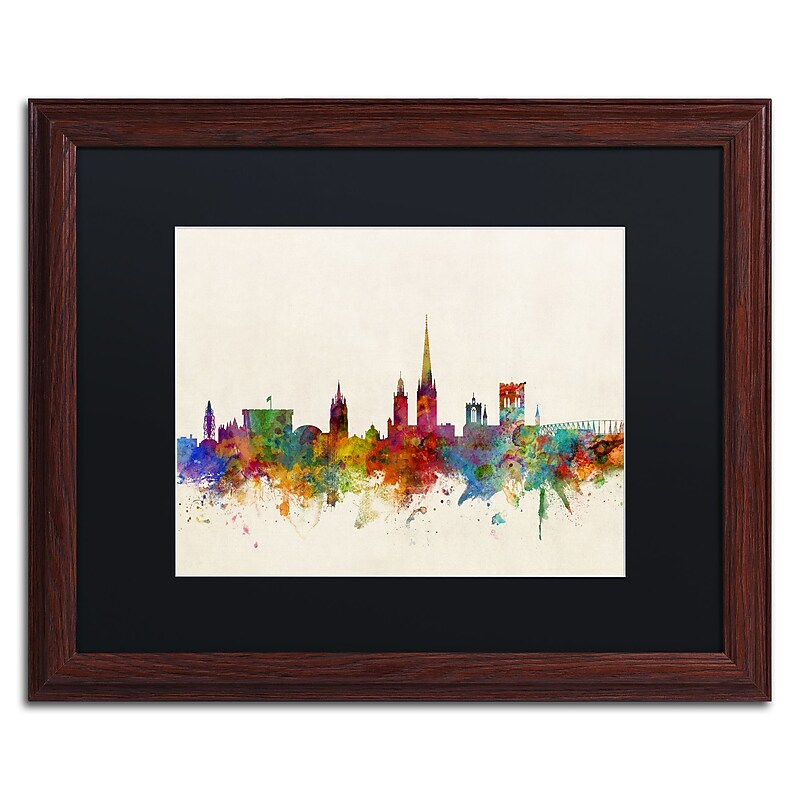 Trademark Fine Art ''Norwich England Skyline'' by Michael Tompsett 16" x 20" Black Matted Wood Frame (MT0795-W1620BMF) image 1