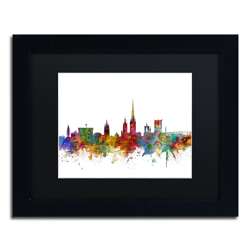 Trademark Fine Art ''Norwich England Skyline II'' by Michael Tompsett 11" x 14"Black Frame (MT0796-B1114BMF) image 1