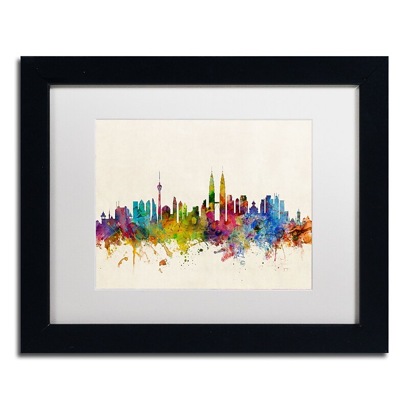 Trademark Fine Art ''Kuala Lumpur Malaysia Skyline'' by Michael Tompsett 11" x 14" Black Frame (MT0797-B1114MF) image 1