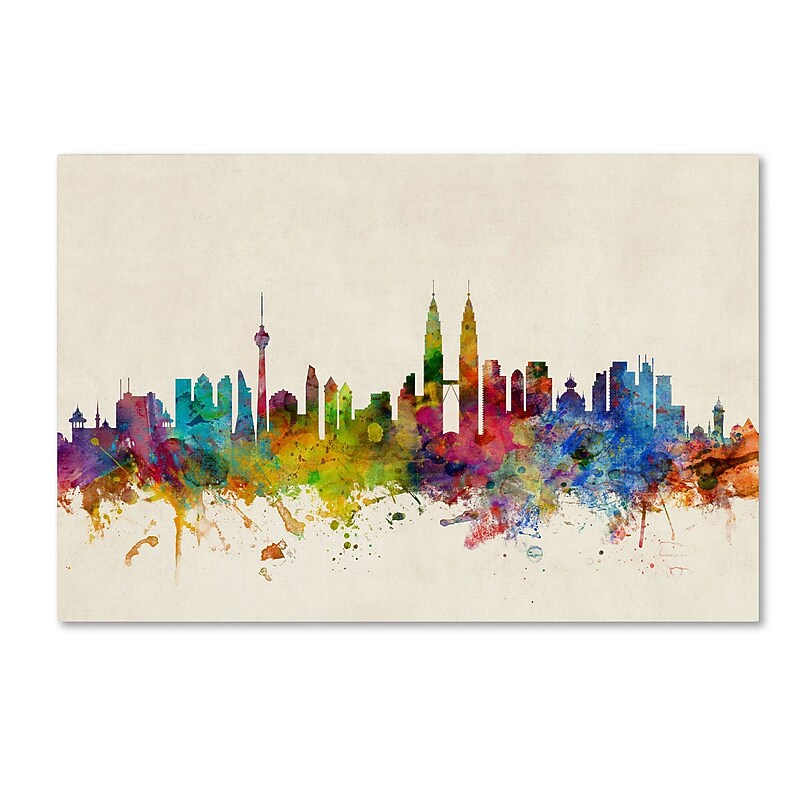 Trademark Fine Art ''Kuala Lumpur Malaysia Skyline'' by Michael Tompsett 22" x 32" Canvas Art (MT0797-C2232GG) image 1