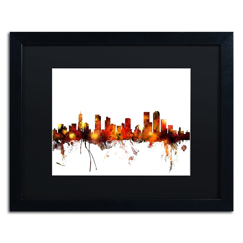 Trademark Fine Art ''Denver Colorado Skyline II'' by Michael Tompsett 16" x 20" Black Matted Black Frame (MT0799-B1620BMF) image 1