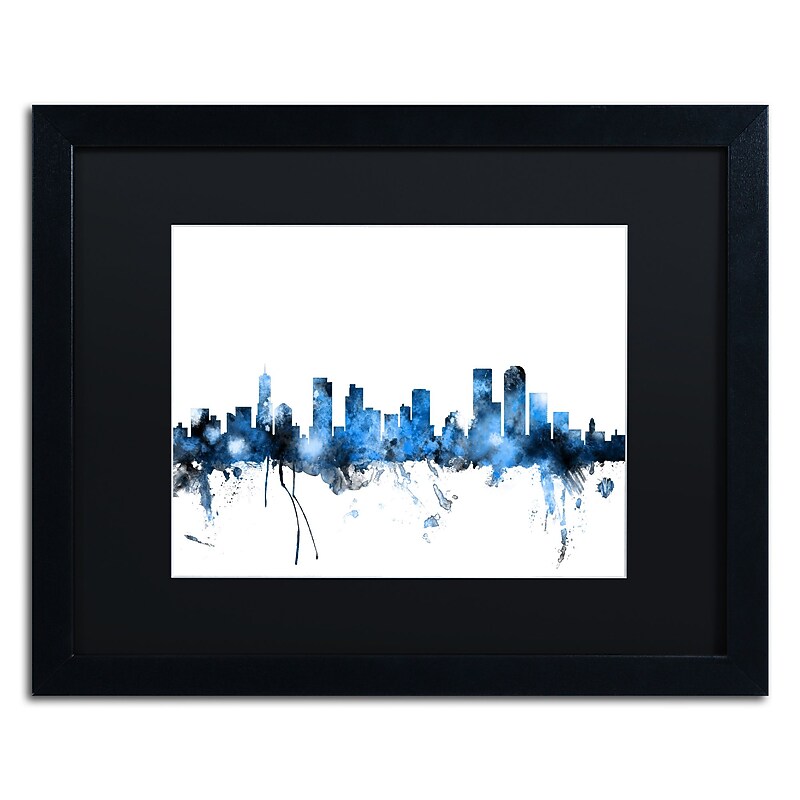 Trademark Fine Art ''Denver Colorado Skyline III'' by Michael Tompsett 16" x 20" Black Matted Black Frame (MT0800-B1620BMF) image 1