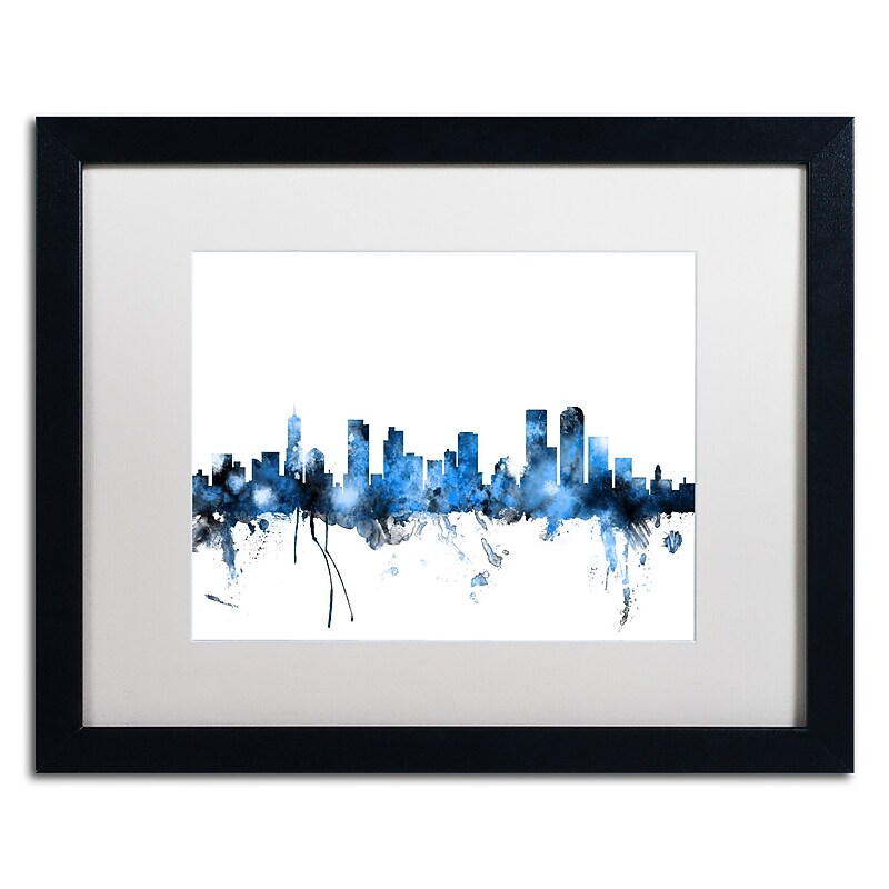 Trademark Fine Art ''Denver Colorado Skyline III'' by Michael Tompsett 16" x 20" White Matted Black Frame (MT0800-B1620MF) image 1
