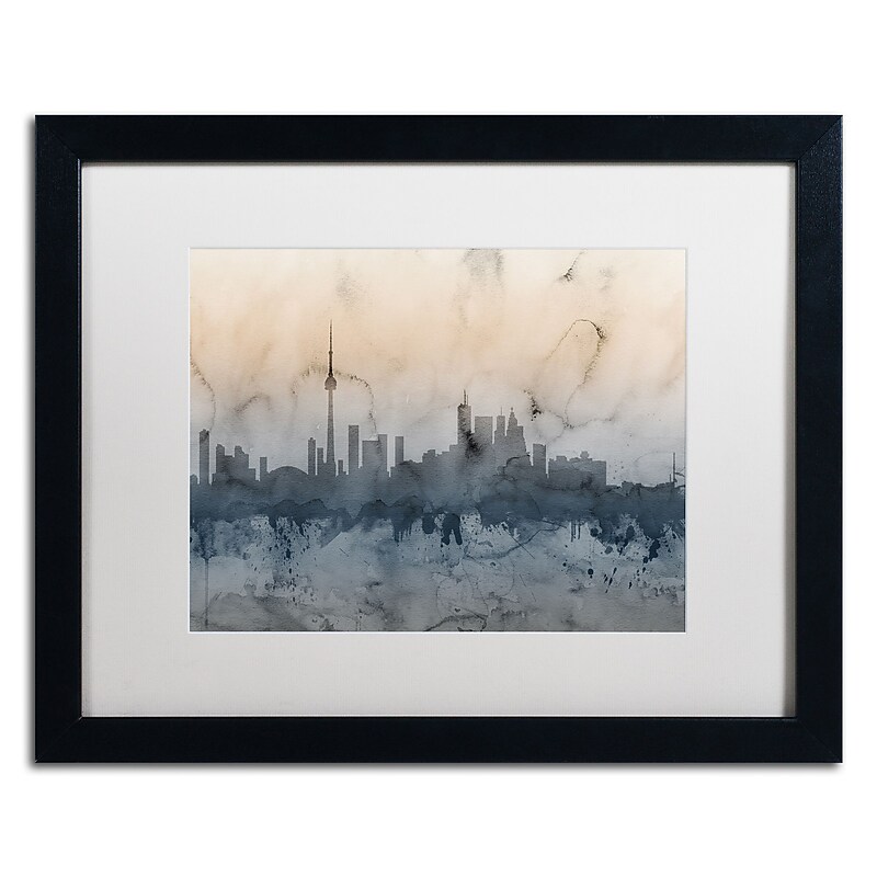 Trademark Fine Art ''Toronto Canada Skyline V'' by Michael Tompsett 16" x 20" White Matted Black Frame (MT0801-B1620MF) image 1