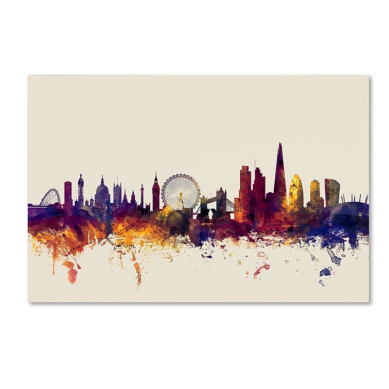 Trademark Fine Art ''London England Skyline'' by Michael Tompsett 16" x 24" Canvas Art (MT0802-C1624GG) image 1