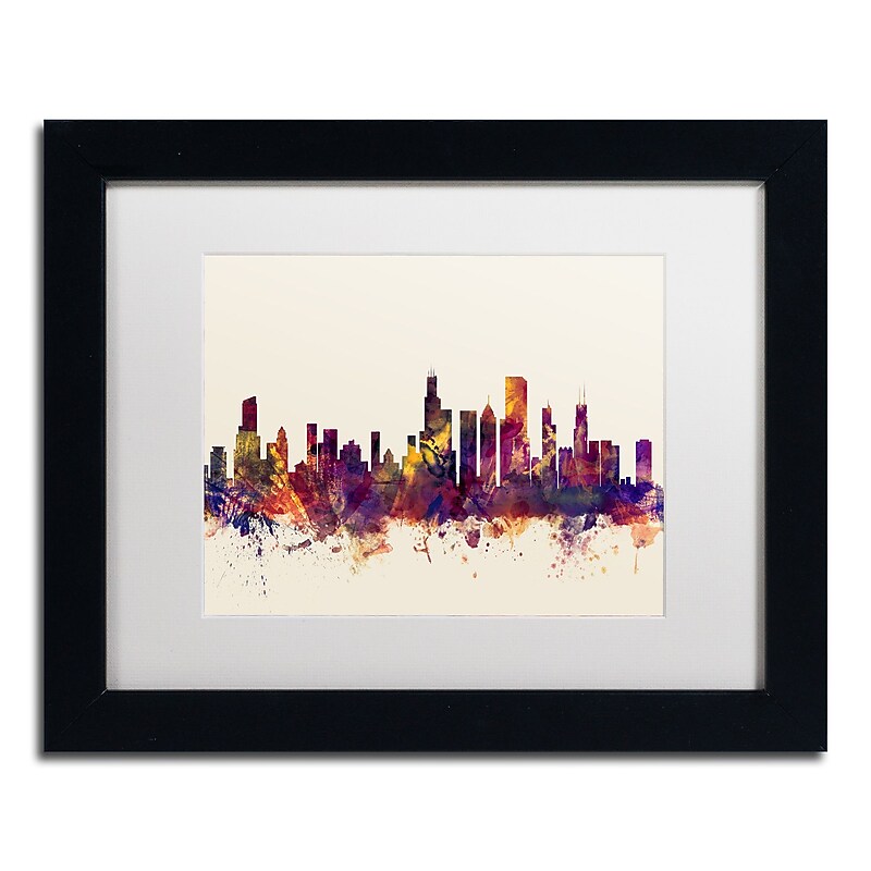 Trademark Fine Art ''Chicago Illinois Skyline VII'' by Michael Tompsett 11" x 14" Black Frame (MT0803-B1114MF) image 1