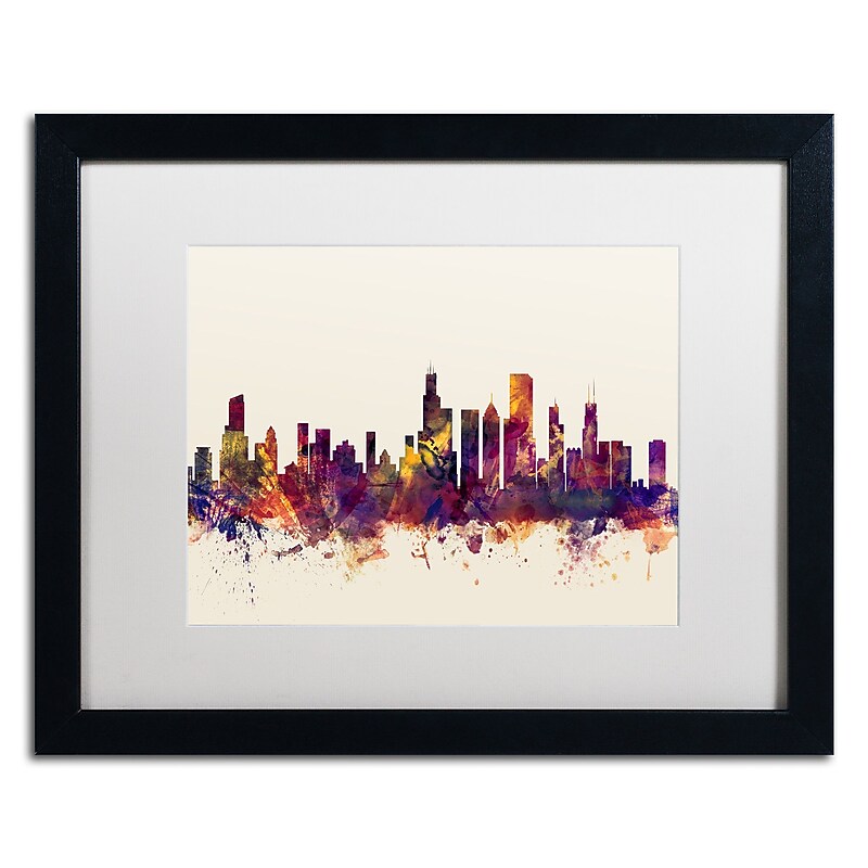 Trademark Fine Art ''Chicago Illinois Skyline VII'' by Michael Tompsett 16" x 20" White Matted Black Frame (MT0803-B1620MF) image 1