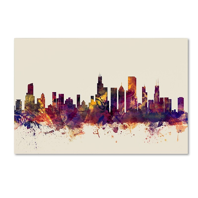Trademark Fine Art ''Chicago Illinois Skyline'' by Michael Tompsett 30" x 47" Canvas Art (MT0803-C3047GG) image 1