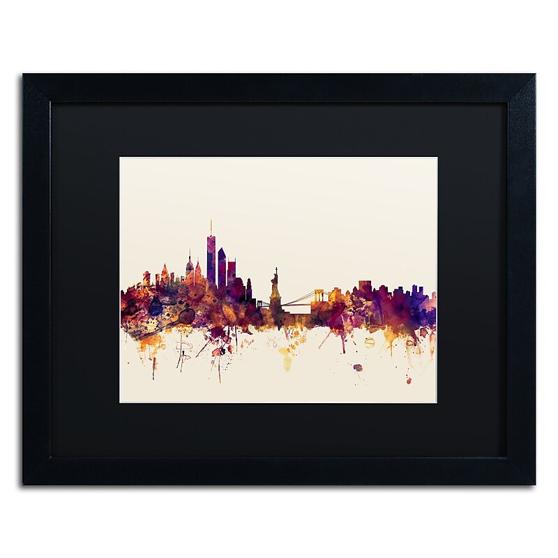 Trademark Fine Art ''New York Skyline IX'' by Michael Tompsett 16" x 20" Black Matted Black Frame (MT0804-B1620BMF) image 1