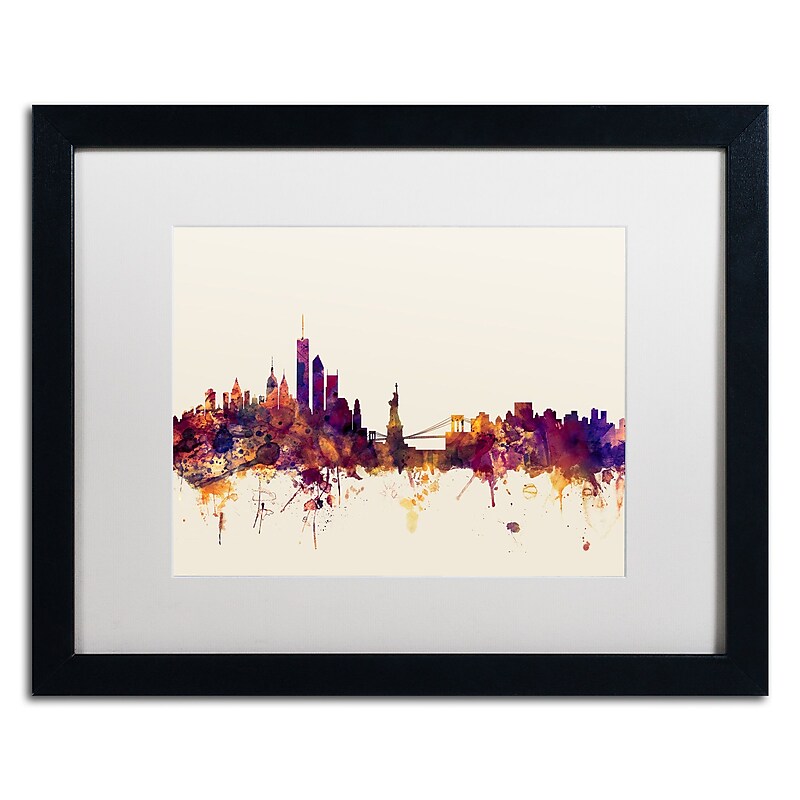 Trademark Fine Art ''New York Skyline IX'' by Michael Tompsett 16" x 20" White Matted Black Frame (MT0804-B1620MF) image 1