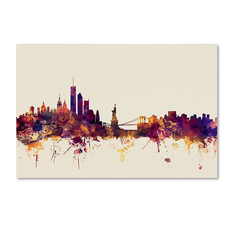 Trademark Fine Art ''New York Skyline'' by Michael Tompsett 16" x 24" Canvas Art (MT0804-C1624GG) image 1