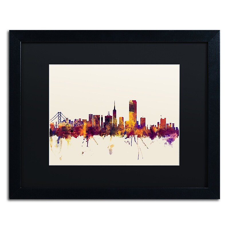 Trademark Fine Art ''San Francisco City Skyline IV'' by Michael Tompsett 16" x 20" Black Matted Black Frame (MT0805-B1620BMF) image 1