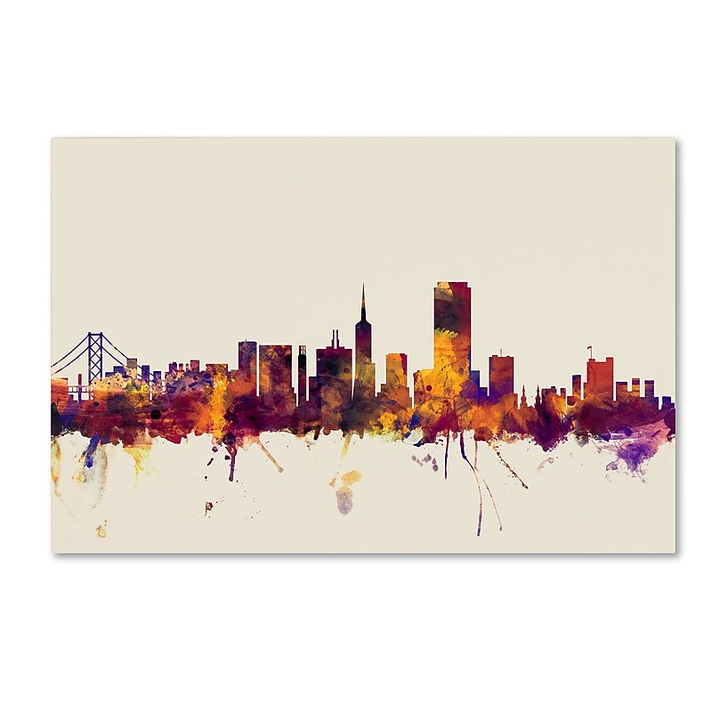 Trademark Fine Art ''San Francisco City Skyline'' by Michael Tompsett 16" x 24" Canvas Art (MT0805-C1624GG) image 1