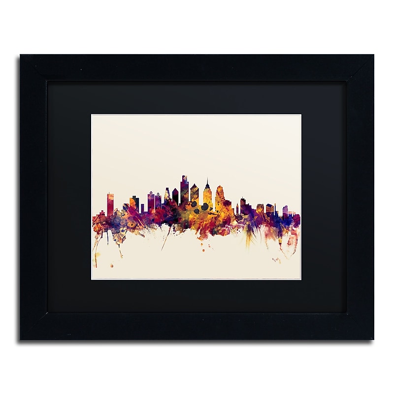 Trademark Fine Art ''Philadelphia Skyline IV'' by Michael Tompsett 11" x 14"Black Frame (MT0806-B1114BMF) image 1