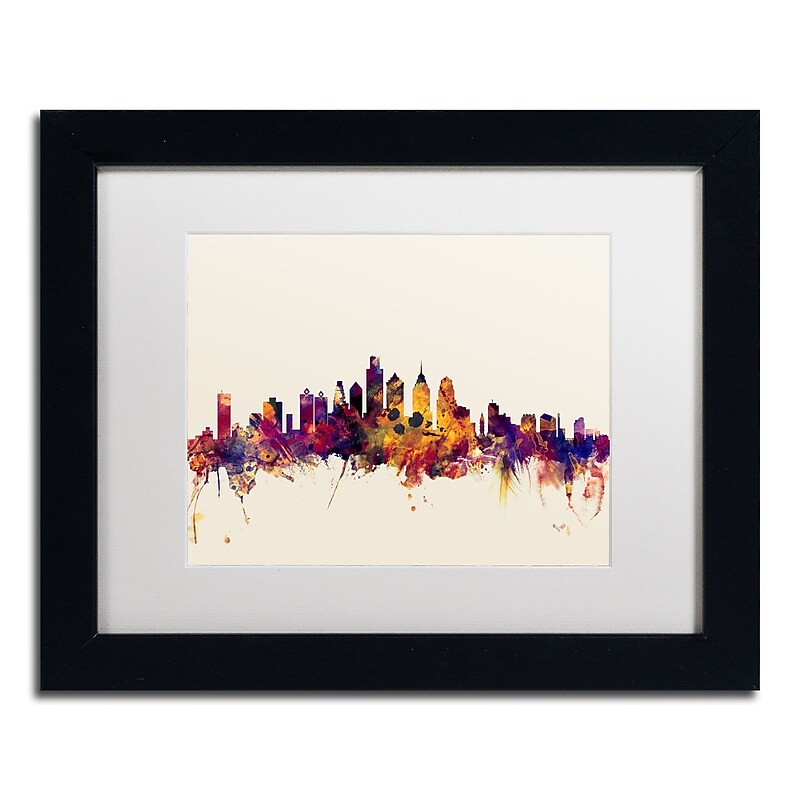 Trademark Fine Art ''Philadelphia Skyline IV'' by Michael Tompsett 11" x 14" Black Frame (MT0806-B1114MF) image 1