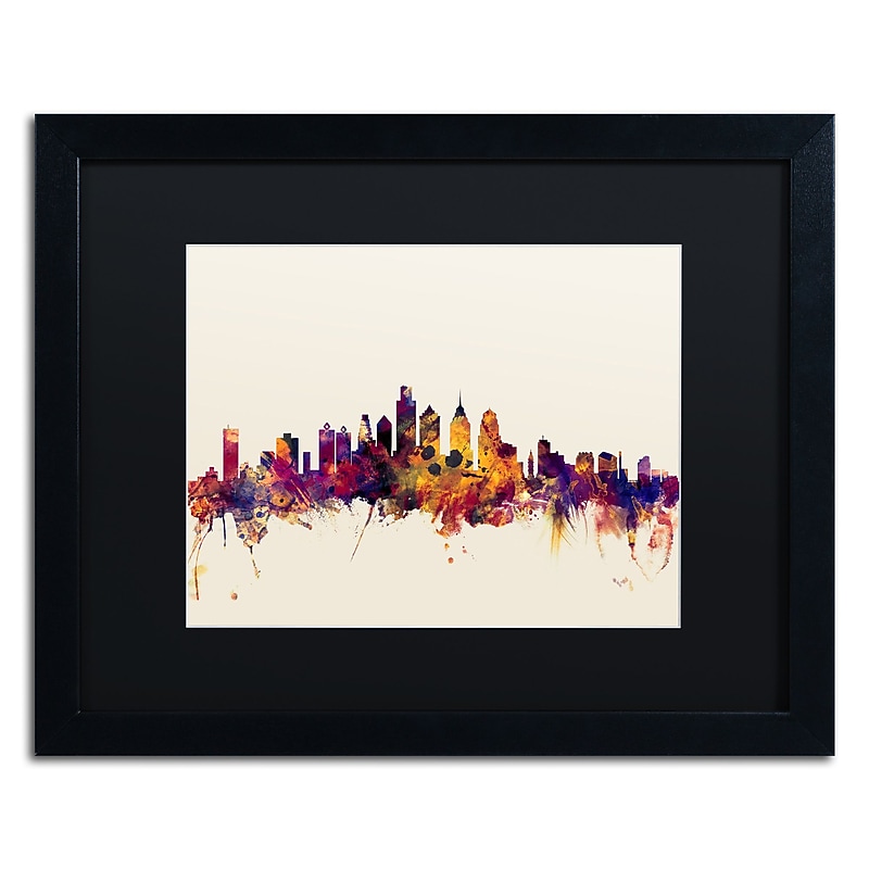 Trademark Fine Art ''Philadelphia Skyline IV'' by Michael Tompsett 16" x 20" Black Matted Black Frame (MT0806-B1620BMF) image 1