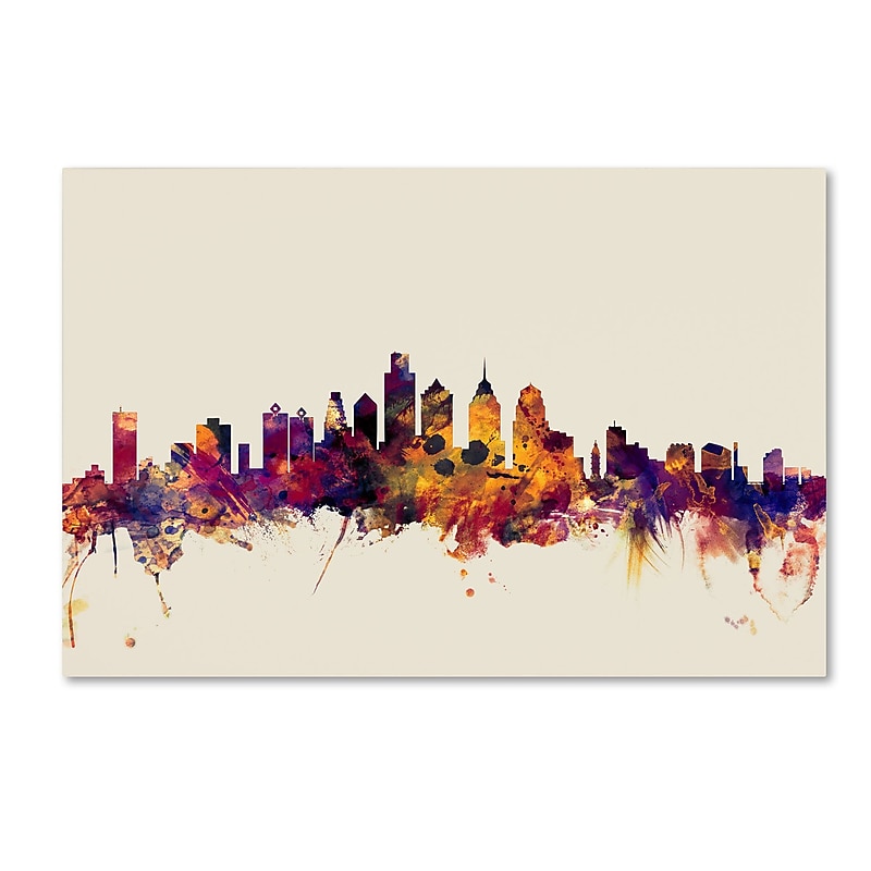 Trademark Fine Art ''Philadelphia Pennsylvania Skyline'' by Michael Tompsett 22" x 32" Canvas Art (MT0806-C2232GG) image 1