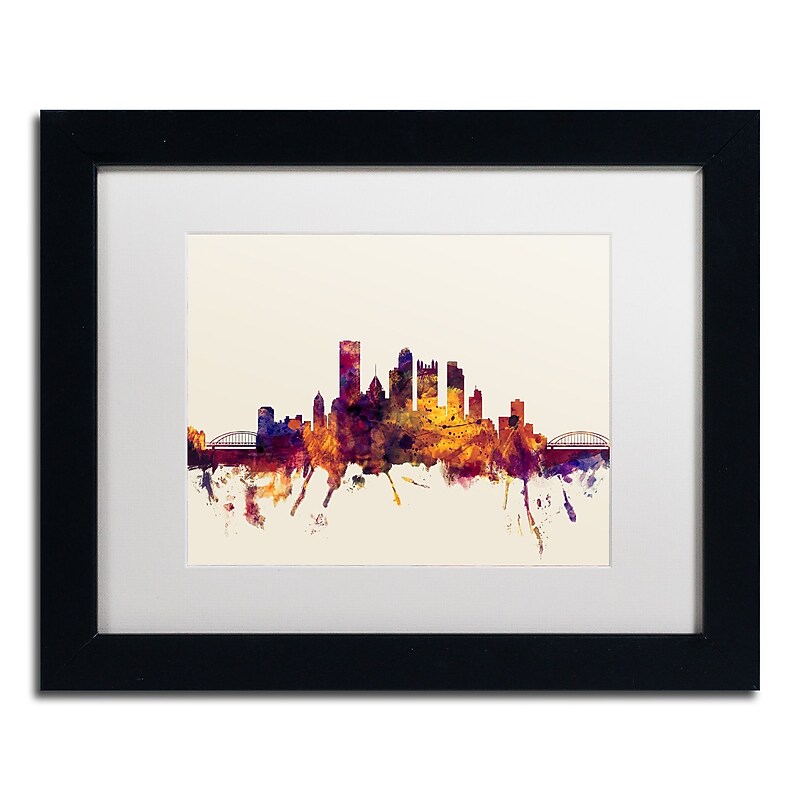 Trademark Fine Art ''Pittsburgh Skyline IV'' by Michael Tompsett 11" x 14" Black Frame (MT0807-B1114MF) image 1