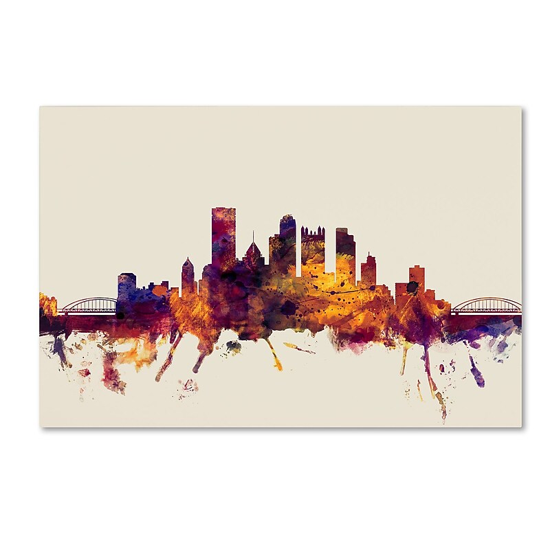 Trademark Fine Art ''Pittsburgh Pennsylvania Skyline'' by Michael Tompsett 12" x 19" Canvas Art (MT0807-C1219GG) image 1
