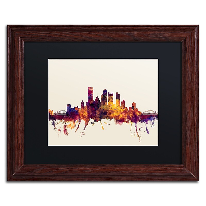 Trademark Fine Art ''Pittsburgh Skyline IV'' by Michael Tompsett 11" x 14"Wood Frame (MT0807-W1114BMF) image 1