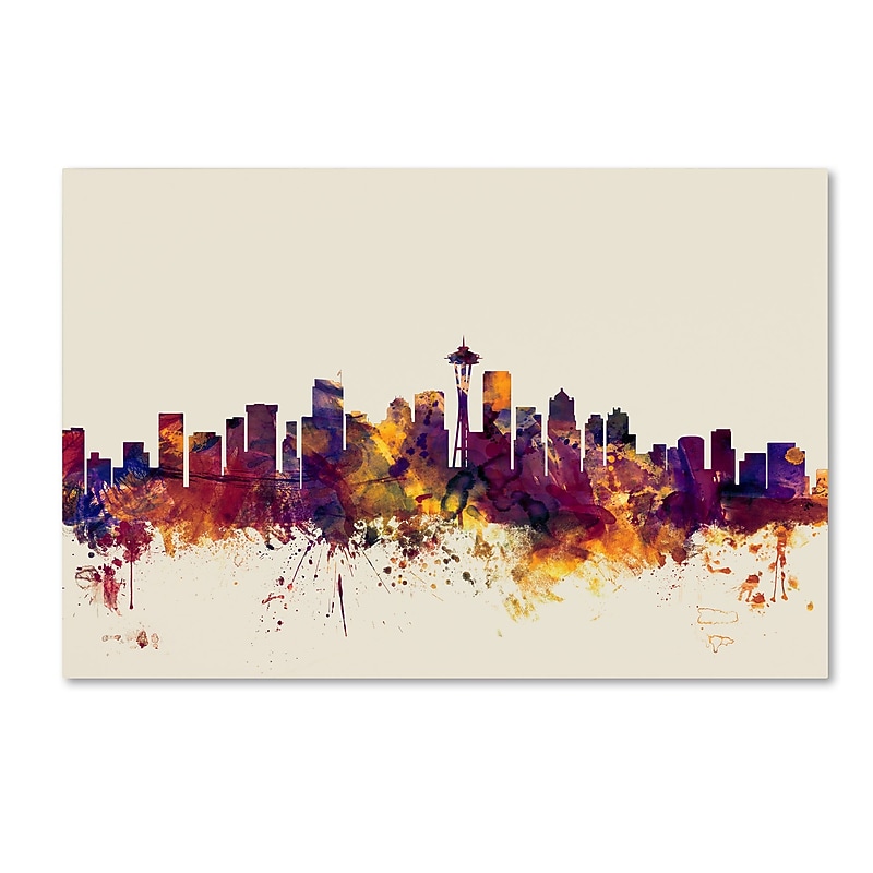Trademark Fine Art ''Seattle Washington Skyline'' by Michael Tompsett 12" x 19" Canvas Art (MT0809-C1219GG) image 1
