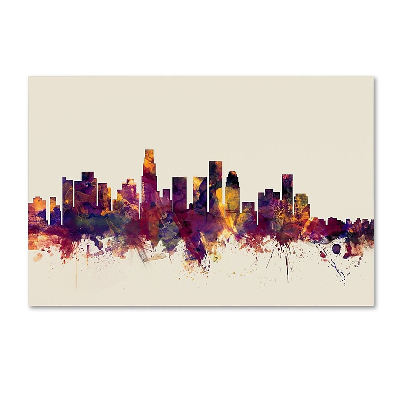 Trademark Fine Art ''Los Angeles California Skyline'' by Michael Tompsett 22" x 32" Canvas Art (MT0810-C2232GG) image 1