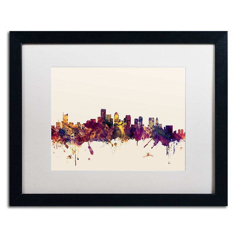Trademark Fine Art ''Boston Massachusetts Skyline III'' by Michael Tompsett 16" x 20" White Matted Black Frame (MT0811-B1620MF) image 1