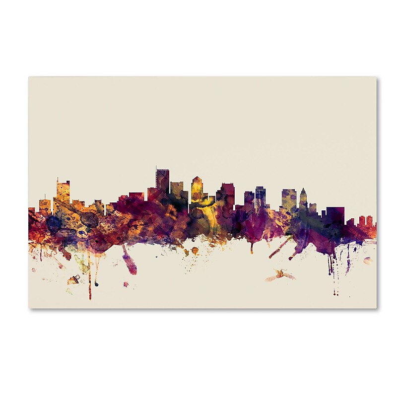 Trademark Fine Art ''Boston Massachusetts Skyline'' by Michael Tompsett 12" x 19" Canvas Art (MT0811-C1219GG) image 1