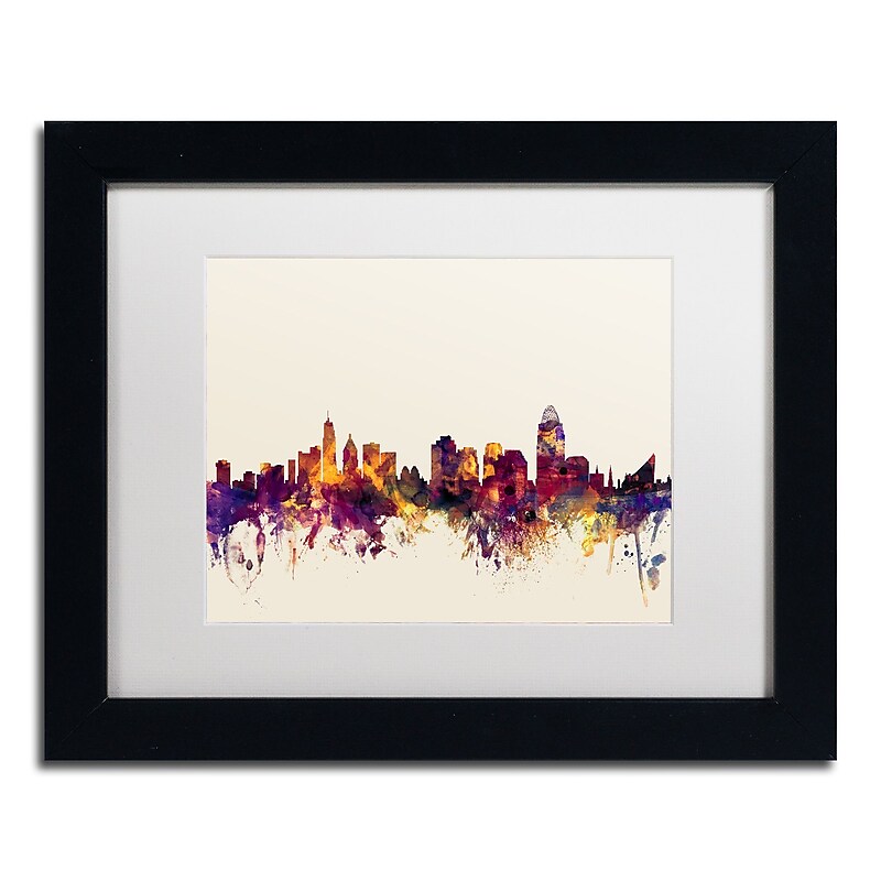 Trademark Fine Art ''Cincinnati Ohio Skyline IV'' by Michael Tompsett 11" x 14" Black Frame (MT0812-B1114MF) image 1