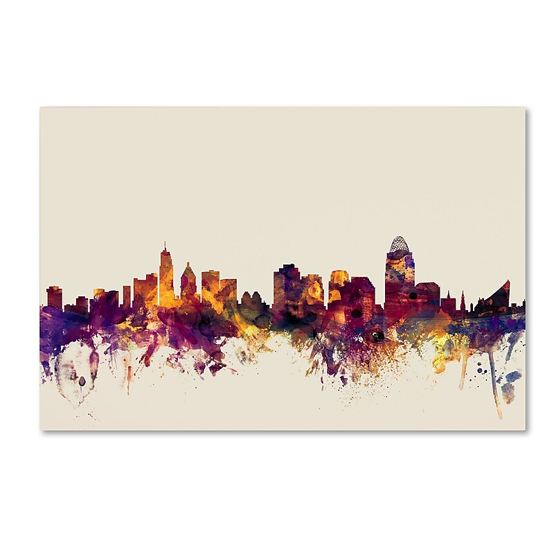 Trademark Fine Art ''Cincinnati Ohio Skyline'' by Michael Tompsett 16" x 24" Canvas Art (MT0812-C1624GG) image 1