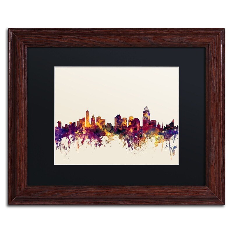 Trademark Fine Art ''Cincinnati Ohio Skyline IV'' by Michael Tompsett 11" x 14" Wood Frame (MT0812-W1114BMF) image 1