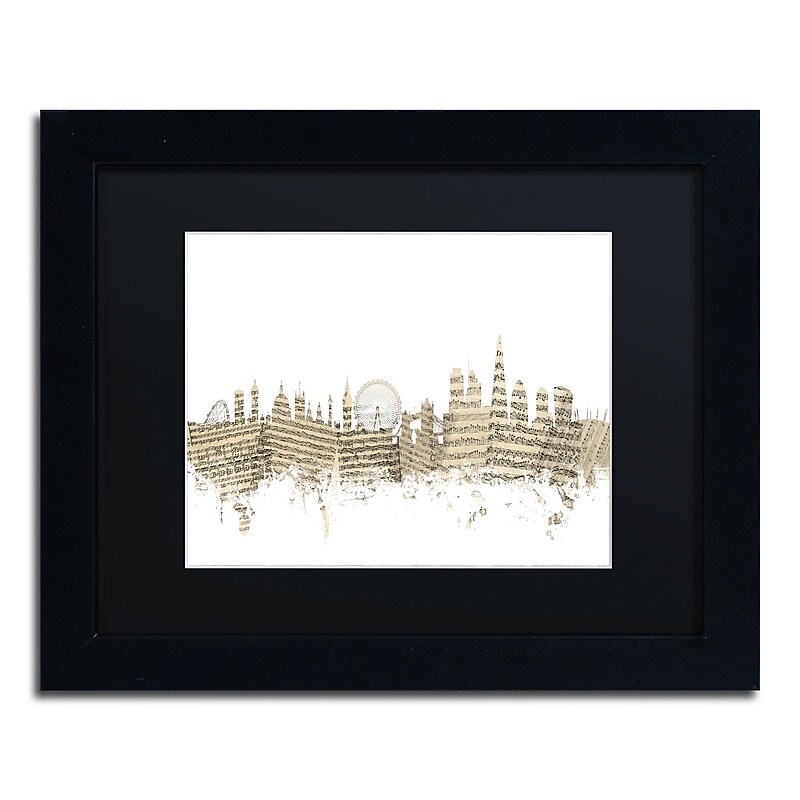 Trademark Fine Art ''London Skyline Sheet Music'' by Michael Tompsett 11" x 14" Black Frame (MT0815-B1114BMF) image 1