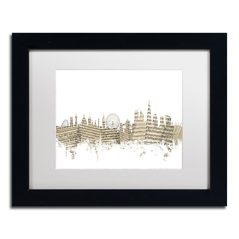 Trademark Fine Art ''London Skyline Sheet Music'' by Michael Tompsett 11" x 14" Black Frame (MT0815-B1114MF) image 1